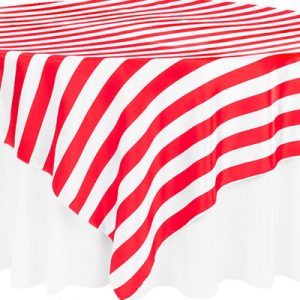 Stripped table covers Red 300x300 - Birdcage Centerpieces