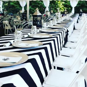 striped black and white 300x300 - Black and White Stripped table covers
