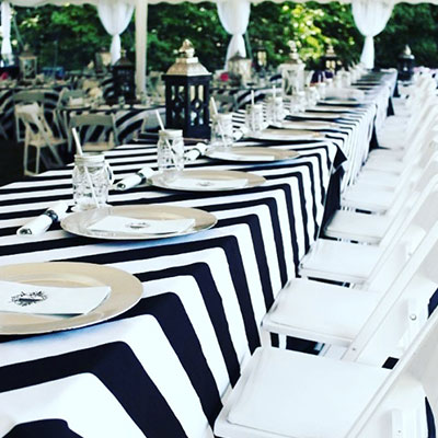 striped black and white - Black and White Stripped table covers