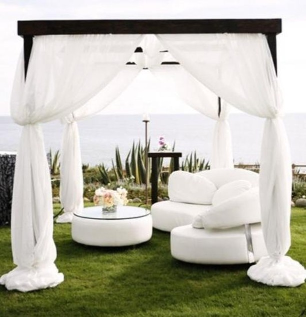 50033302 1871562219639905 2631230047946389895 n - Amazing Outdoor Wedding Lounge Idea! Beautiful Cabanas used alongside with white...