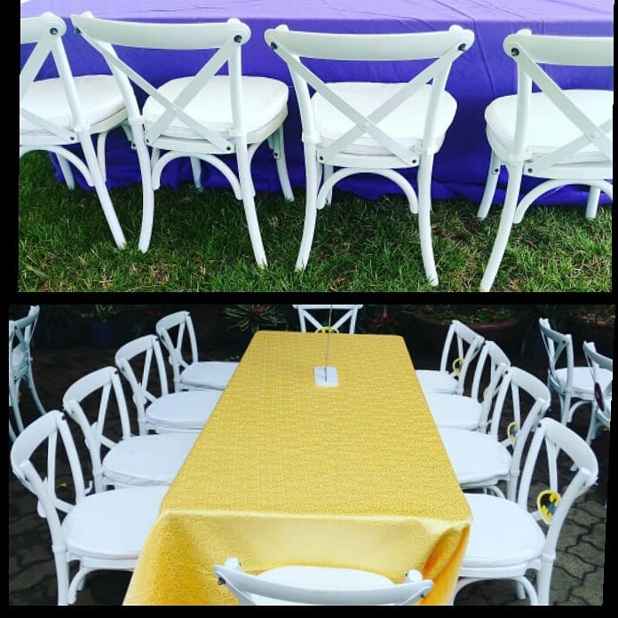 50547094 625614827895301 7509355628795821956 n - White cross back chairs for the win . Let's partner with you for your next event...