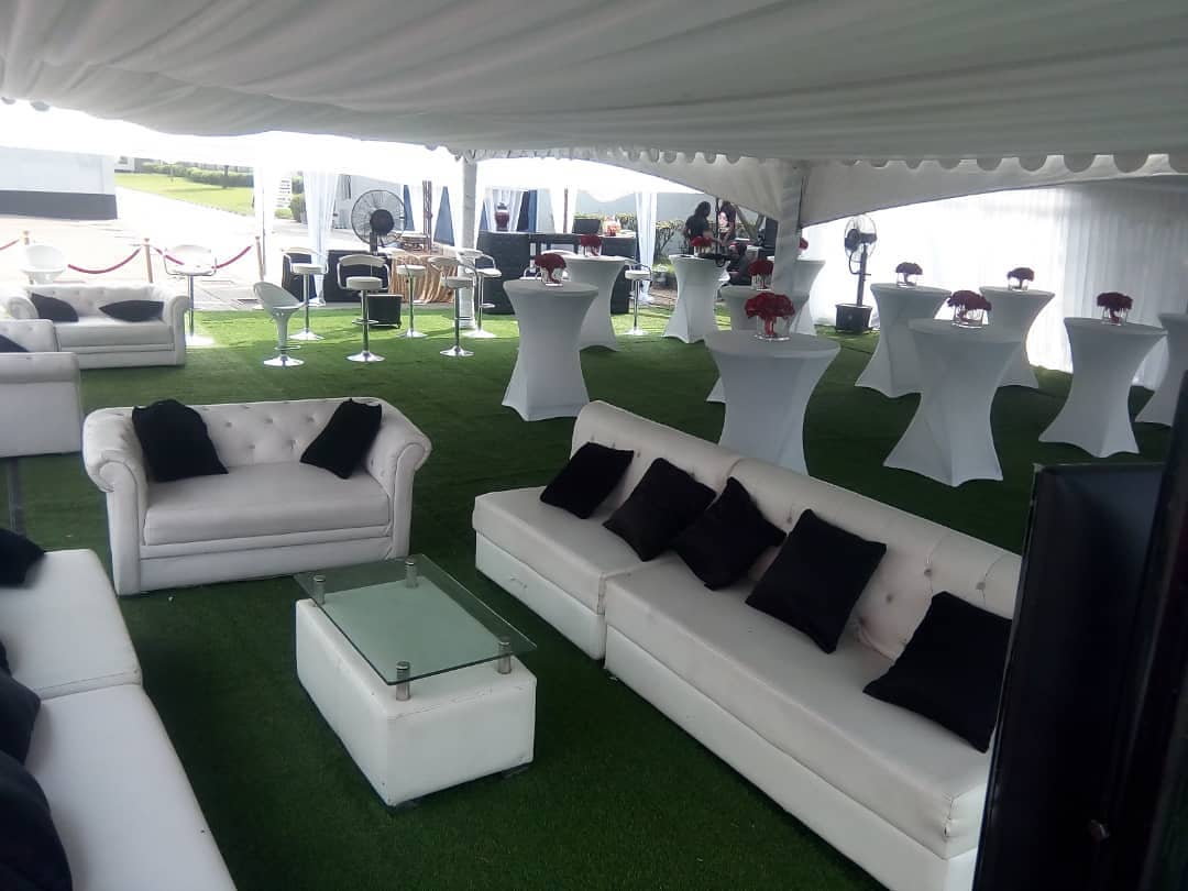 All white lounge setup is always a classic - Items used: white lounge