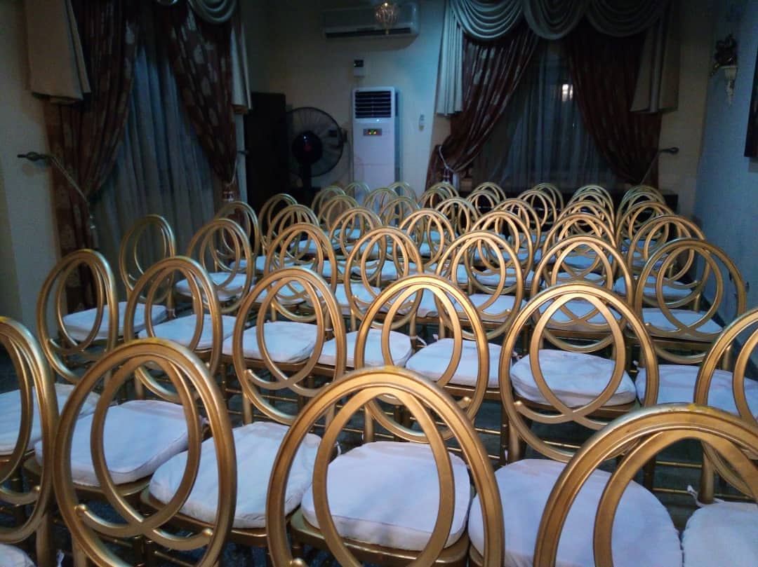 Elegant Gold Dior chair. It is suitable for all event types, indoor or