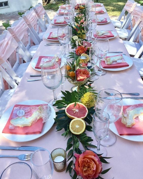 56400582 189013965408354 6676932794908268526 n - Gorgeous white and pink outdoor set up .
Items used are white garden chairs, lon...