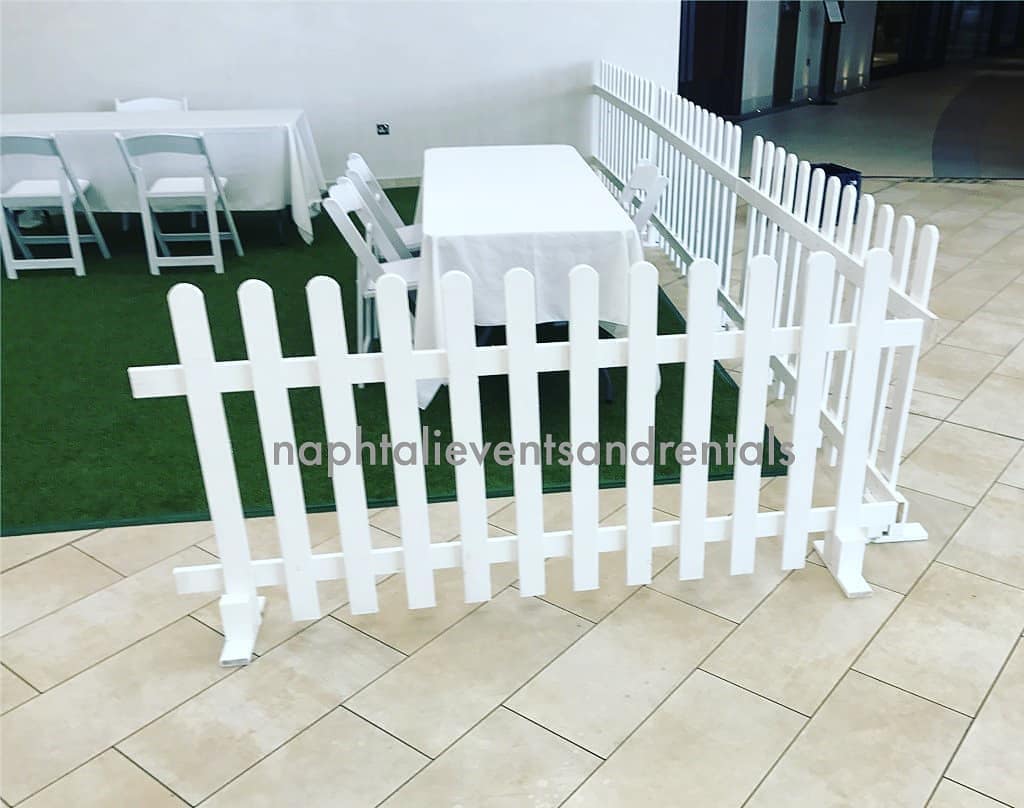 77010883 403266833959414 2290625667788541109 n - Enhance the look and add some class to your next event with our white picket event fence. Perfect so...