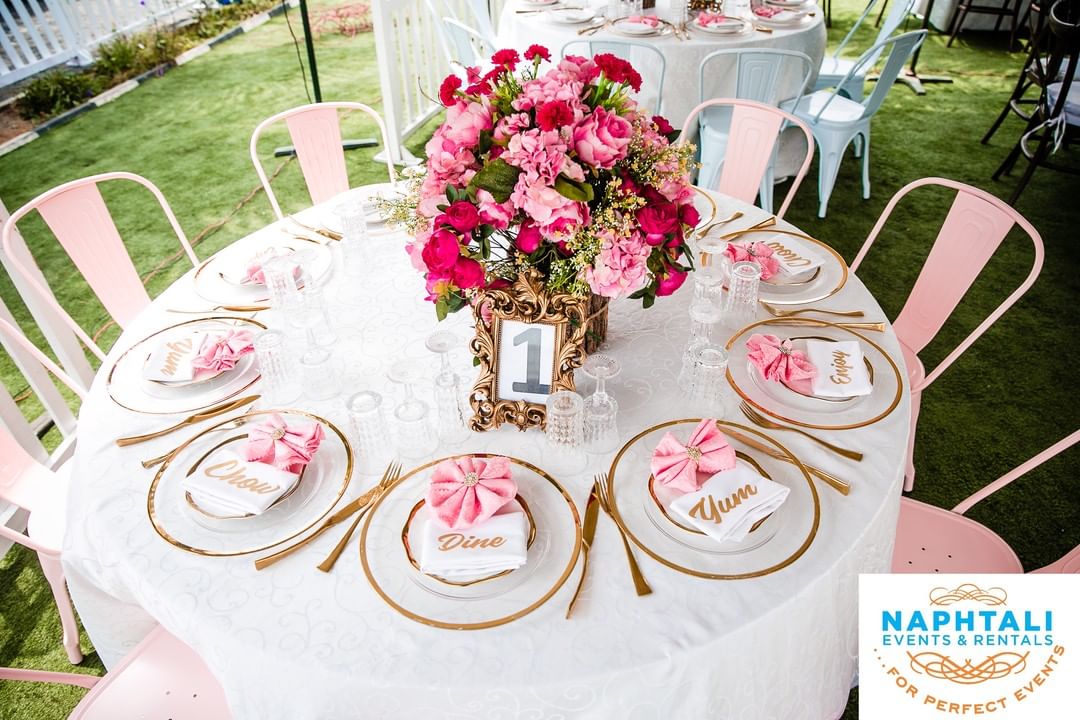 88241659 196845651567185 3855942958932683092 n - A full view of this gorgeous celebration for Tiara. From beautiful flowers to our Pink Tolix Chair a...