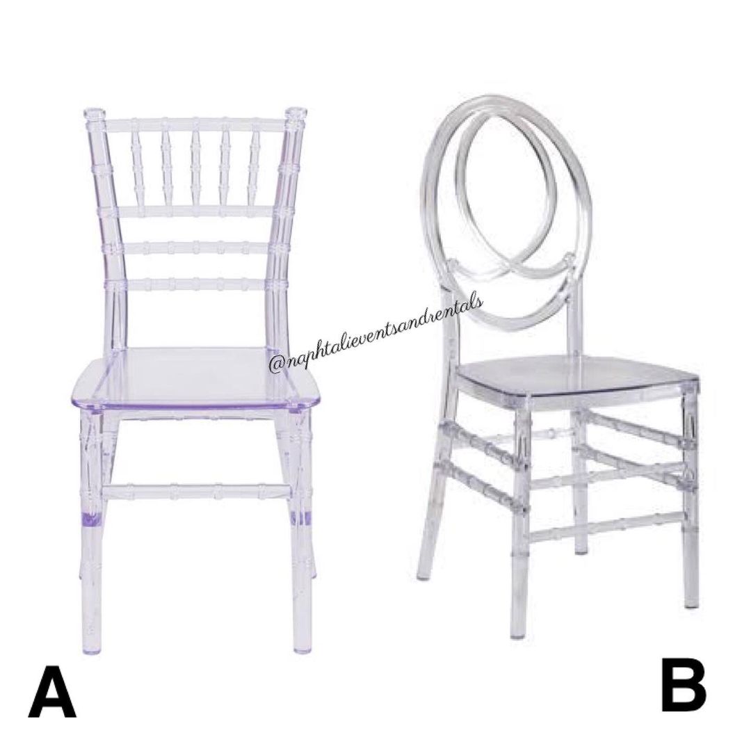126061794 745711789626495 7178791364607972507 n - Which of these is your favorite? 

A - clear chiavari chairs 
B - clear Dior chairs

Both chairs are...
