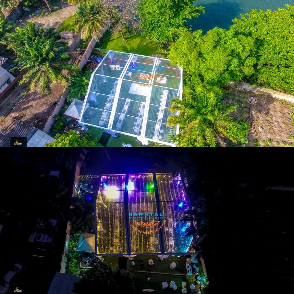 241502503 209394611209858 5224788569410531985 n - Day vs night look! Check out this beautiful aerial view of our transparent marquee. 

Which look do ...