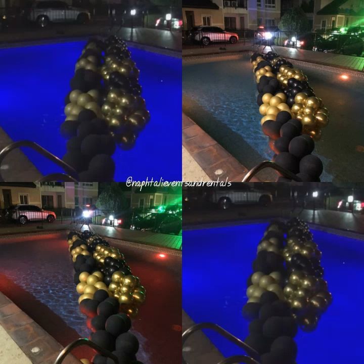 258752926 4617514528363447 2745397773885864513 n - Gold and black balloons sitting pretty on the pool!

Have you noticed how the lights change in the p...