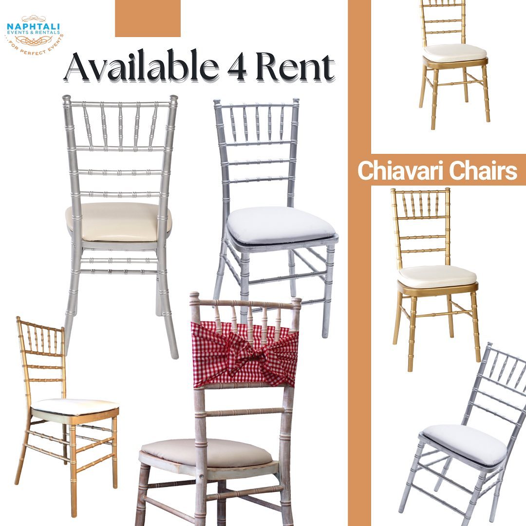 Chiavari Chairs available for rent. 

 A little origin story of Chiavari Chairs:

The chiavari chair…