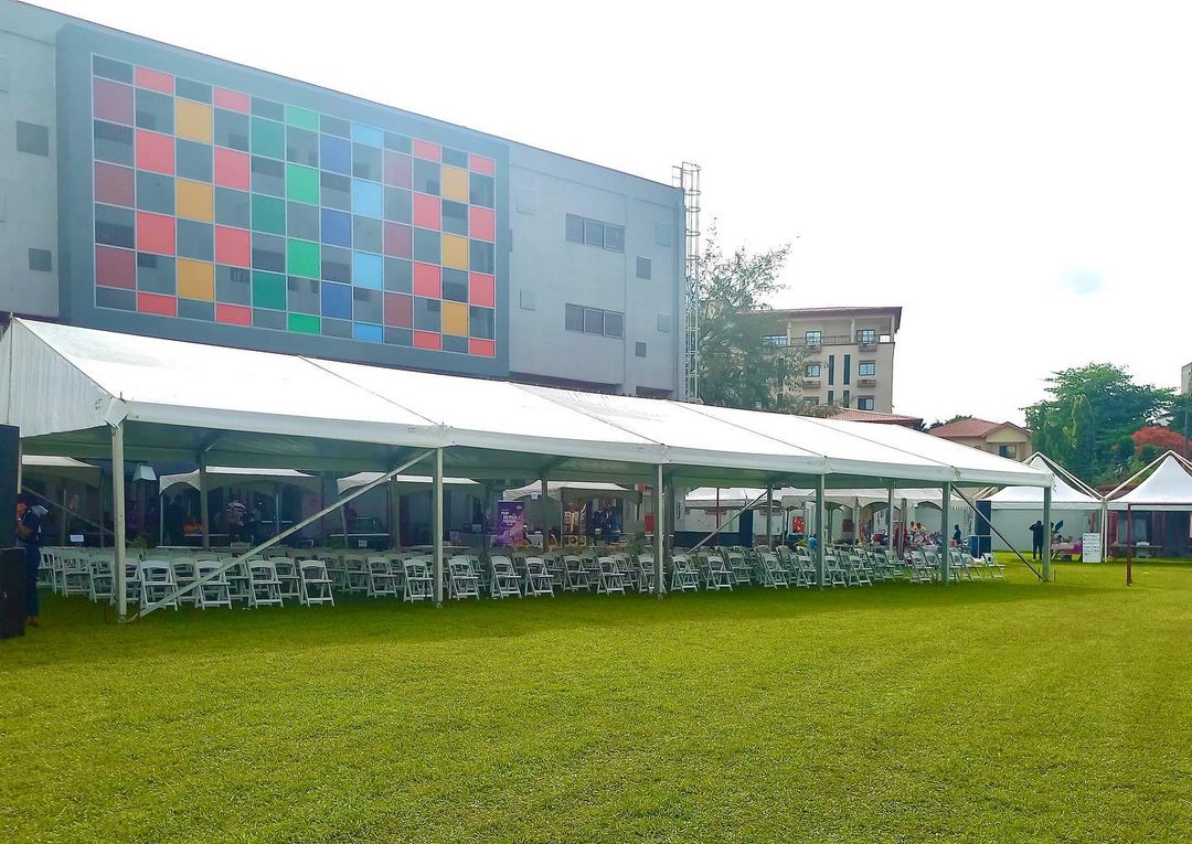 Our 10m by 25m marquee sitting gallantly on the field. 

When it comes down to  in  you know we are …