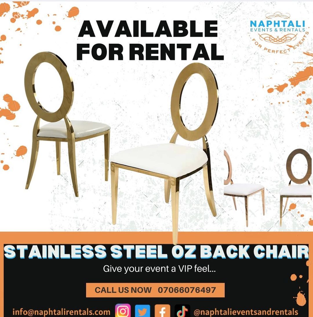 Available for rental and immediate delivery. OZ Back Chairs. 

Call us now to order or visit our web…